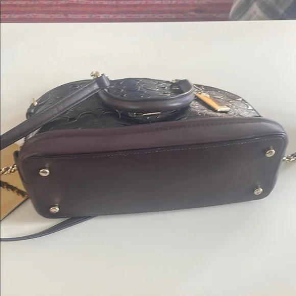 Coach Mini Sierra Satchel Black Patent Burgundy Leather Gold Hardware - Picture 11 of 12